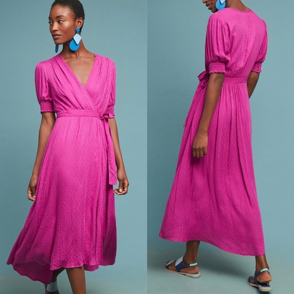 Anthropologie Dresses & Skirts - Maeve Breanna Wrap Maxi Dress, short sleeves
